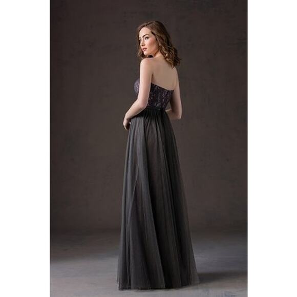 2708 NWT L184063 Belsoie Long Sweetheart Strapless Soft Tulle & Metallic Lace - Picture 5 of 6